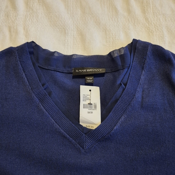 Lane Bryant women's size 18/20 fine knit navy V neck long sleeve sweater NWT - Picture 4 of 9